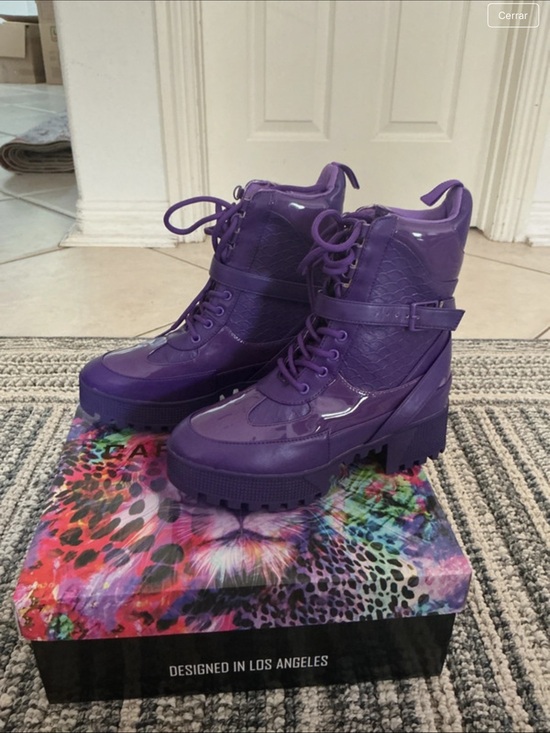 Cape Robbin Shoes - Cape Robbin Purple Lace-Up Chunky Ankle Boots